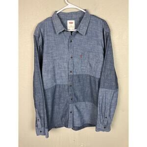 Levi’s Vintage Blue Blocked Chambray Button Down Shirt XL Red Tab